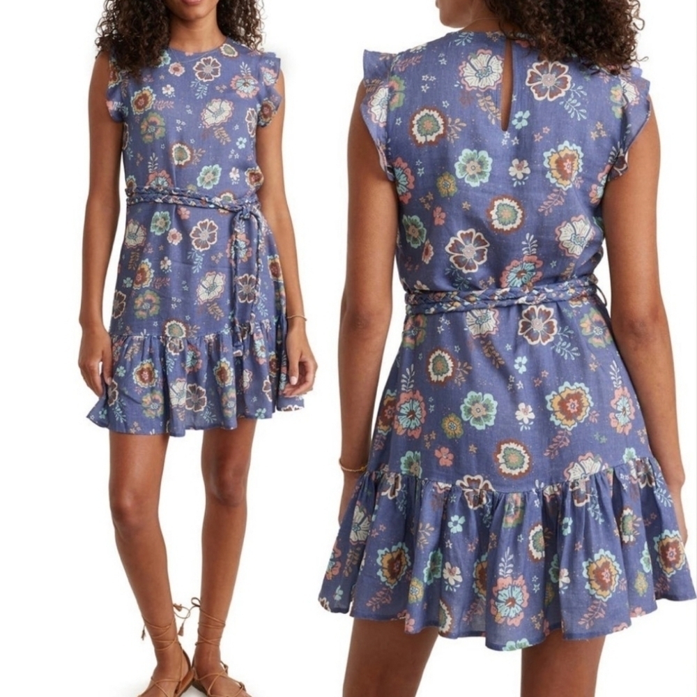Marine Layer Laney Marlin Hibiscus Floral Mini Dress NEW